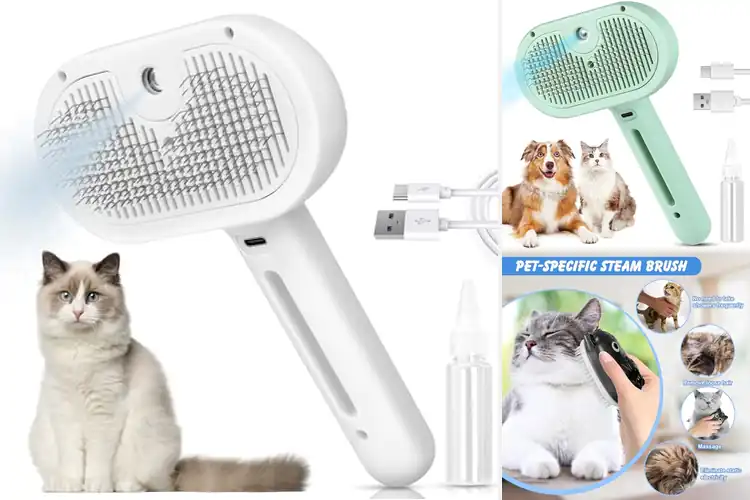 Detailed view of Best 3 In 1 Cat Hair Brush With Steam