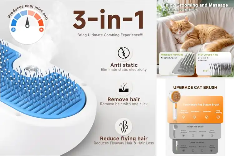 Detailed view of Best 3in1 Cat Brush With Steam