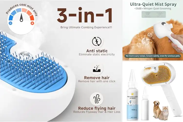 Detailed view of Best Cat and Dog Deshedding Steam Brush