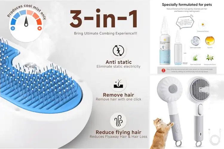 Detailed view of Best Cat Care Deshedding Steam Brush