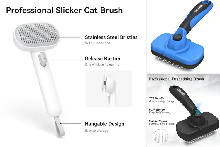Detailed view of Best Cat Hair Brush With Release Button