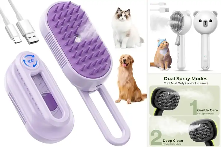Detailed view of Best IvyQXG Cat Steam Brush: Shiny, Smooth Coat