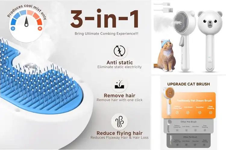 Detailed view of Best Long Haired Cat Steam Brush