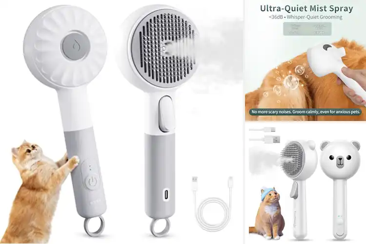 Detailed view of Best Rechargeable Cat Deshedding Brush with Steam
