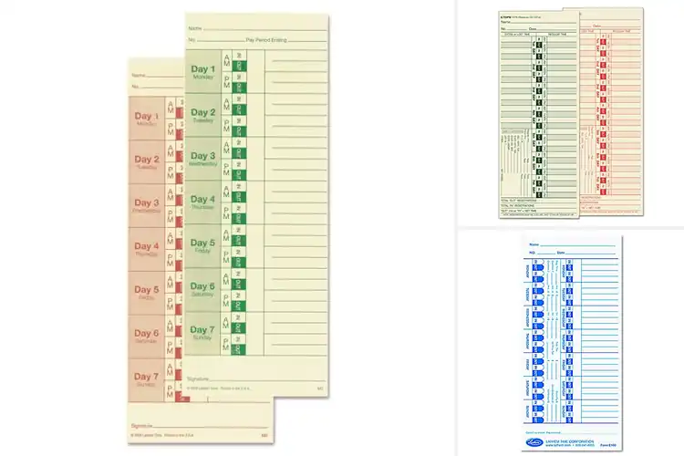 Detailed view of Best Time Cards for Lathem 2121 Clocks
